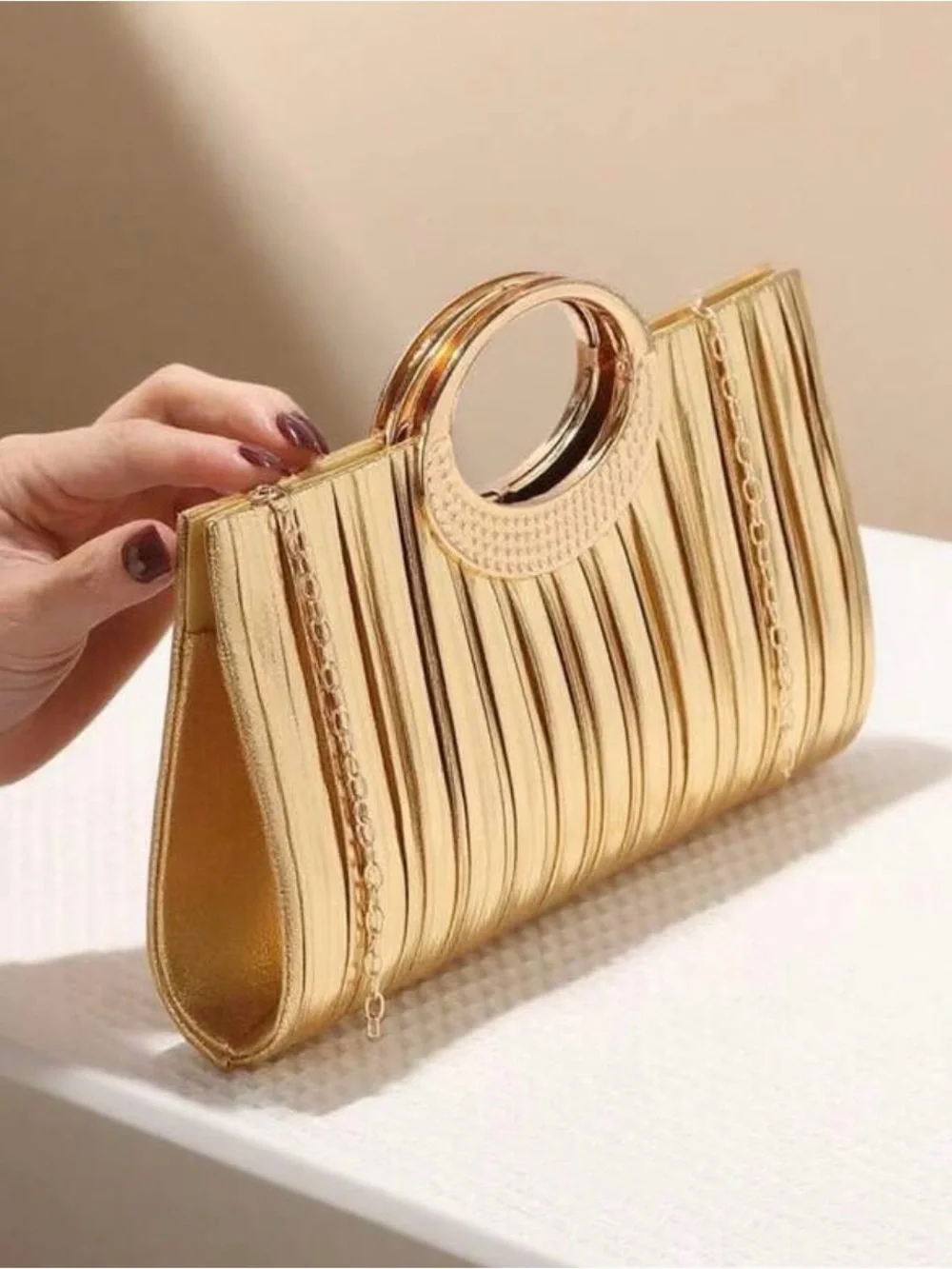 Gold Metallic Evening Clutch Handbag